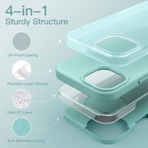 Liquid Silicone Slim Shockproof Protective Case for iPhone 15, Silky-Soft Touch Full-Body Protective Phone Case for iPhone 15