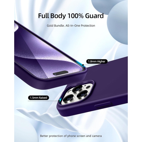 Liquid Silicone Slim Shockproof Protective Case for iPhone 15 PRO MAX, Silky-Soft Touch Full-Body Protective Phone Case for iPhone 15 PRO MAX