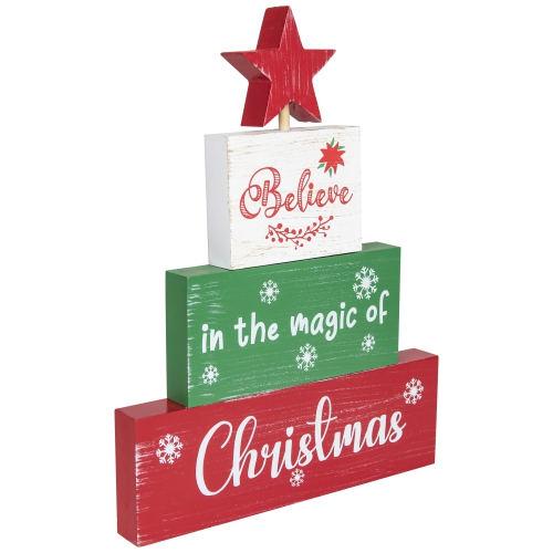Believe in the Magic of Christmas Wooden Tree Sign - 12.5"