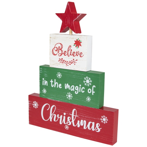 Believe in the Magic of Christmas Wooden Tree Sign - 12.5"