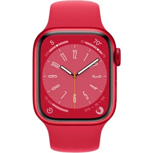 Boîte ouverte - Montre intelligente GPS + CELLULAIRE Apple Watch Series 8 41&nbsp;mm avec boîtier en aluminium rouge et bracelet sport rouge -