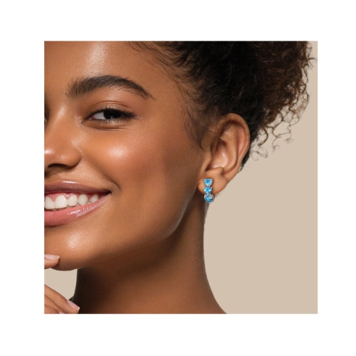Anneaux d'oreilles 2.88 carat en cœur, topaze bleue, argent sterling