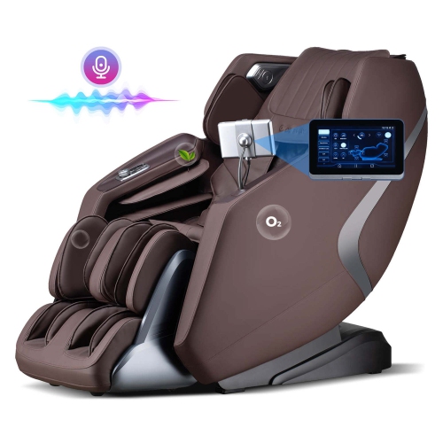 COSTWAY  4D Sl-Track Full Body Massage Chair With Zero-Gravity Design, Heated Shawl, Brown/black/gray