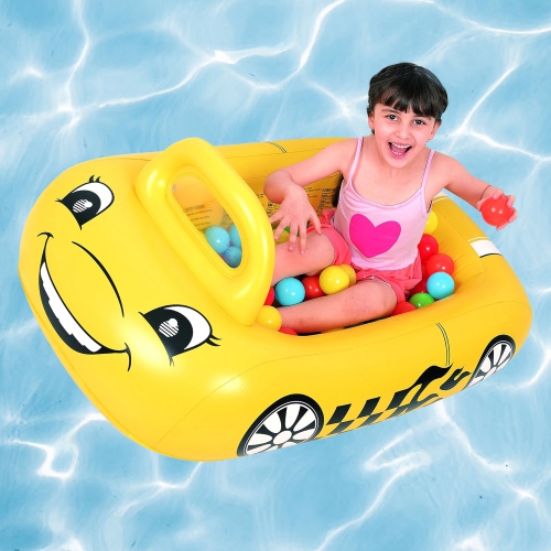 Inflatable Kiddie Car Ball Pit Pool Float - 46" - Yellow