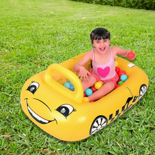 Inflatable Kiddie Car Ball Pit Pool Float - 46" - Yellow