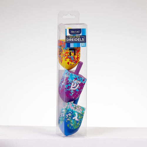 Large Splash Wooden Deidel Hanukkah Game - 2.25"