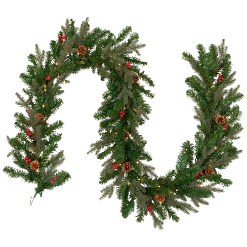 Real Touch™ Pre-Lit Mixed Noble Spruce Garland - 9' x 14" - Clear Lights