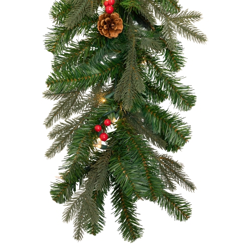 Real Touch™ Pre-Lit Mixed Noble Spruce Garland - 9' x 14" - Clear Lights