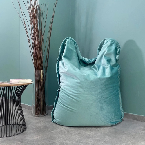 Image 1 de 4.. Housse en velours pour fauteuil poire rectangulaire Mini - 43 x 55&nbsp;po - Bleu menthe