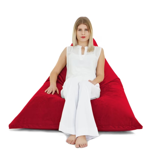 Extra Large Origami Velvet Bean Bag Cover - 59" x 43.25" - Red