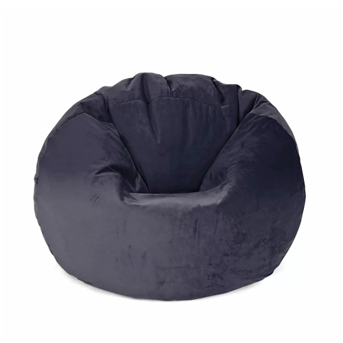 Medium Round Bud Velvet Bean Bag Cover - 27.5" x 27.5" - Black