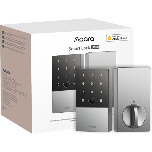 Aqara Smart Lock U100, Fingerprint Keyless Entry Door Lock with Apple Home Key, Touchscreen Keypad, Bluetooth Electronic Deadbolt, IP65 Weatherproof-