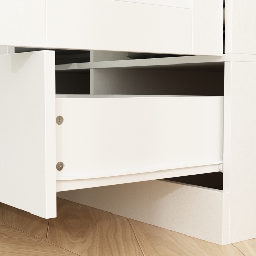 Homsee Modern 4-Door Wardrobe with Adjustable Shelves and Multiple Drawers, White