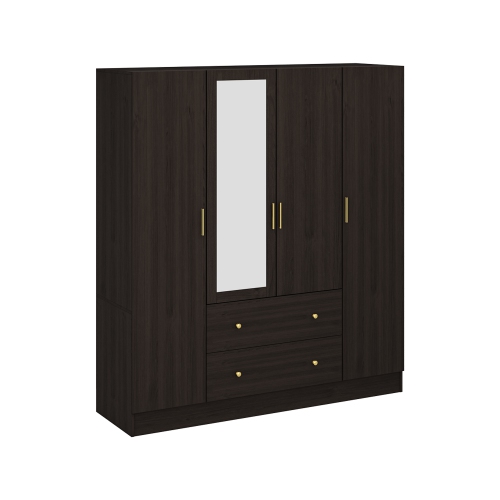 Homsee – Garde-robe moderne à 4 7 portes et 2 tiroirs avec tablettes ajustables, rails suspendus et 70 tiroirs spacieux, brun foncé