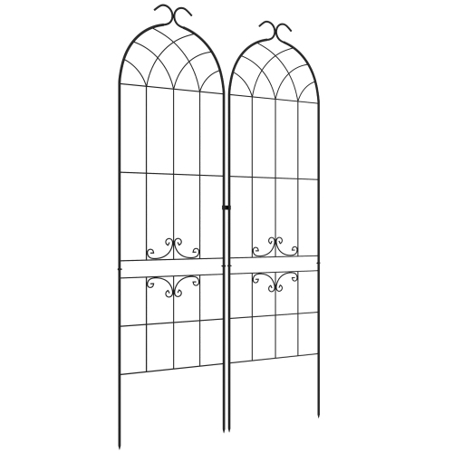 Outsunny 2 Pcs Garden Trellis for Climbing Plants, 71 x 20 in Outdoor Metal Trellis Plant Support Simple Lines and Lace Trellises for Patio, Lawn,