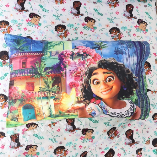 Ensemble de draps 4 pièces pour lit double Encanto de Disney pour enfants - Drap plat, drap-housse et 2 taies d'oreiller