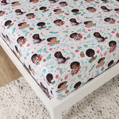 Ensemble de draps 4 pièces pour lit double Encanto de Disney pour enfants - Drap plat, drap-housse et 2 taies d'oreiller