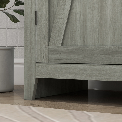 HOMCOM 72" Farmhouse Kitchen Pantry Cabinet, Buffet Storage Cabinet with 4 Barn Doors and Adjustable Shelves, Grey