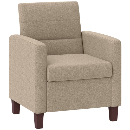 HOMCOM – Fauteuil d'appoint moderne en tissu avec coussin de siège et coussins antidérapants pour le salon, la chambre à coucher, brun clair