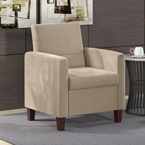 HOMCOM – Fauteuil d'appoint moderne en tissu avec coussin de siège et coussins antidérapants pour le salon, la chambre à coucher, brun clair