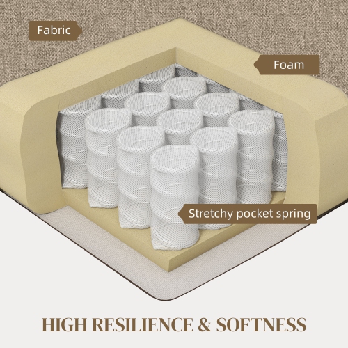 HOMCOM – Fauteuil d'appoint moderne en tissu avec coussin de siège et coussins antidérapants pour le salon, la chambre à coucher, brun clair