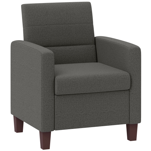 HOMCOM  Modern Armchair, Fabric Accent Chair With Seat Cushion And Non-Slip Pads for Living Room, Bedroom, Dark In Grey