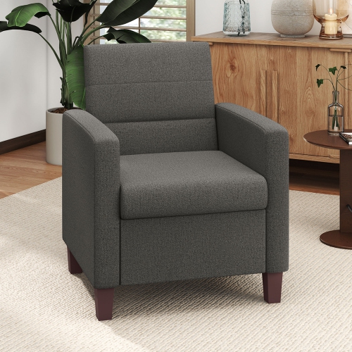 HOMCOM – Fauteuil d'appoint moderne en tissu avec coussin de siège et coussins antidérapants pour le salon, la chambre à coucher, gris foncé