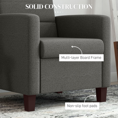 HOMCOM – Fauteuil d'appoint moderne en tissu avec coussin de siège et coussins antidérapants pour le salon, la chambre à coucher, gris foncé