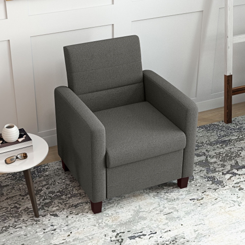HOMCOM – Fauteuil d'appoint moderne en tissu avec coussin de siège et coussins antidérapants pour le salon, la chambre à coucher, gris foncé