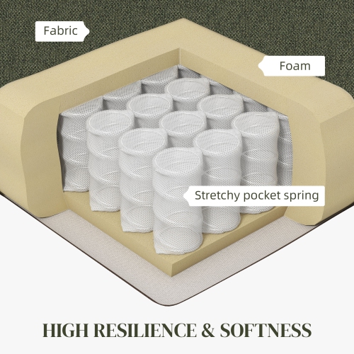 HOMCOM – Fauteuil d'appoint moderne en tissu avec coussin de siège et coussins antidérapants pour le salon, la chambre à coucher, vert foncé