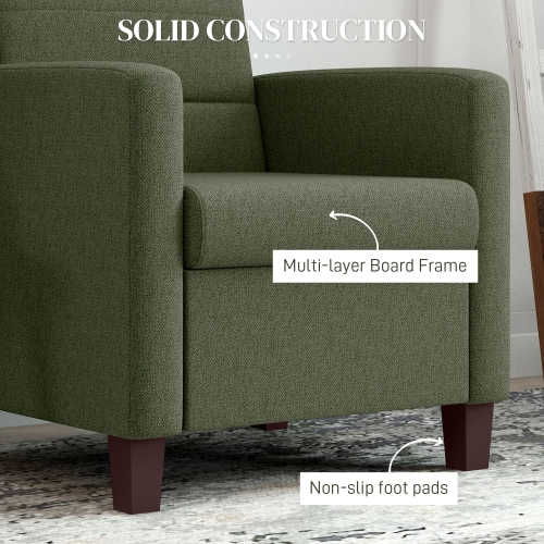 HOMCOM – Fauteuil d'appoint moderne en tissu avec coussin de siège et coussins antidérapants pour le salon, la chambre à coucher, vert foncé