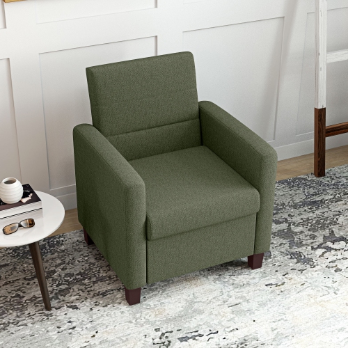 HOMCOM – Fauteuil d'appoint moderne en tissu avec coussin de siège et coussins antidérapants pour le salon, la chambre à coucher, vert foncé