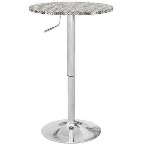 HOMCOM Round Bar Table for 2, Adjustable Pub Table with PE Rattan Top and Steel Base, Modern Bistro Table for Home Bar, Small Dining Room, Grey