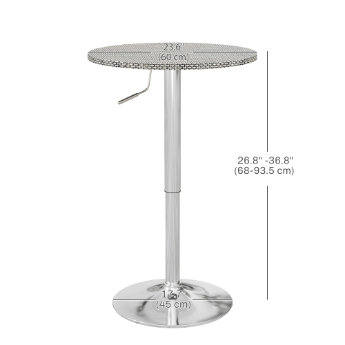 HOMCOM Round Bar Table for 2, Adjustable Pub Table with PE Rattan Top and Steel Base, Modern Bistro Table for Home Bar, Small Dining Room, Beige Grey