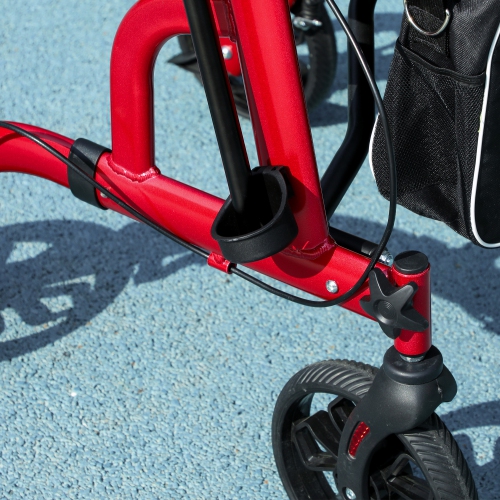 HOMCOM Rollator Walker for Seniors and Adults with 8'' Wheels, Padded Seat and Backrest, Aluminum Lightweight Folding Rolling Walker with Adjustable