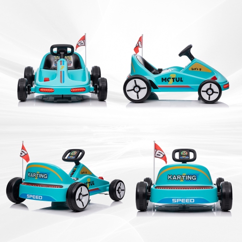 Go Kart for Kids de Qaba, 6&nbsp;V 7AH jouet porteur électrique Powerd avec musique, lumière, klaxon, pour les jeunes garçons Girs 3-5 ans, bleu