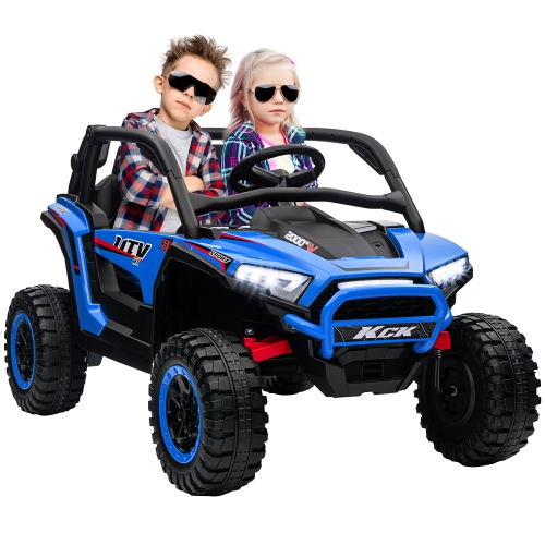 Qaba 24V 2 Seater Ride on Car, 4WD Electric Car Truck Toys Battery Powered with Spring Suspension Wheels, Remote Control, 3 Speed, Kids UTV with
