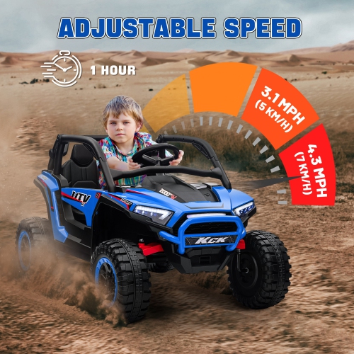 Qaba 24V 2 Seater Ride on Car, 4WD Electric Car Truck Toys Battery Powered with Spring Suspension Wheels, Remote Control, 3 Speed, Kids UTV with