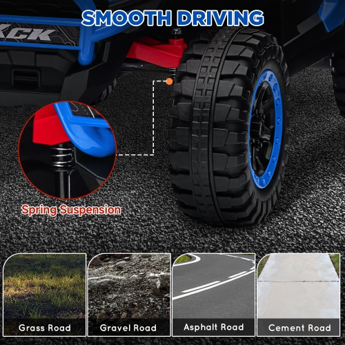 Qaba 24V 2 Seater Ride on Car, 4WD Electric Car Truck Toys Battery Powered with Spring Suspension Wheels, Remote Control, 3 Speed, Kids UTV with