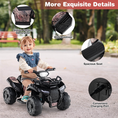 Costway 6V Kids ATV Quad Electric Ride On Car Toy Toddler w/LED Light&MP3