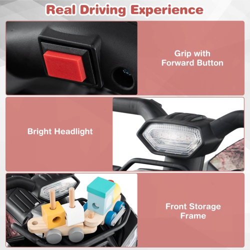 Costway 6V Kids ATV Quad Electric Ride On Car Toy Toddler w/LED Light&MP3