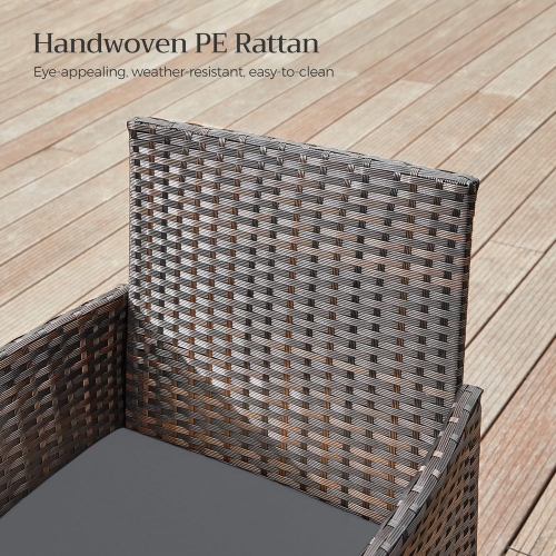 SONGMICS Outdoor PE Rattan Conversation Set – Patio Furniture with Comfortable Seating in Brown and Gray