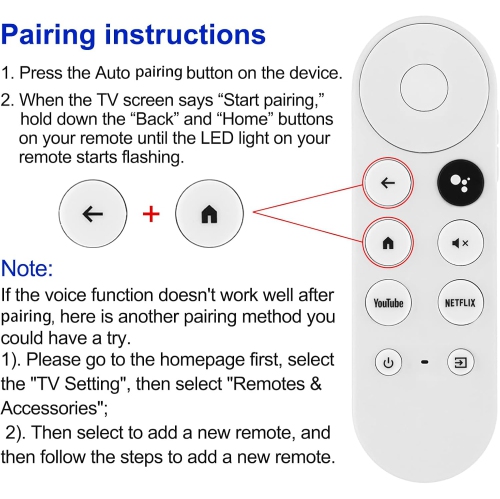 Voice Remote Control Replacement for 2020 Google TV 4K Snow, Fit for 2020 Google Chromecast 4K Snow G9N9N GA01920, with 2 Shortcut Buttons(Remote