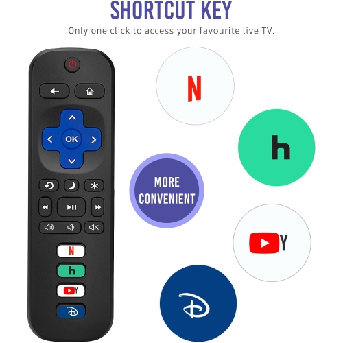 Replacement for Roku Remote,Universal Remote for All Roku TV, for TCL Roku/Hisense Roku/Onn Roku/RCA Roku/Sharp Roku ect, Not for Roku Stick & Box &