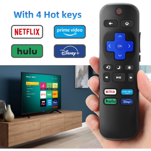 Télécommande universelle compatible avec Roku TV, pour les téléviseurs Hisense/TCL/Philips/Sharp/JVC/RCA/Magnavox/Sanyo/LG/Haier Roku avec boutons