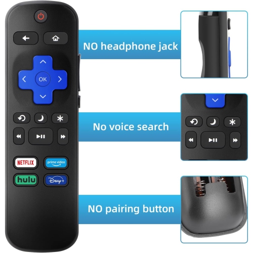 Télécommande universelle compatible avec Roku TV, pour les téléviseurs Hisense/TCL/Philips/Sharp/JVC/RCA/Magnavox/Sanyo/LG/Haier Roku avec boutons
