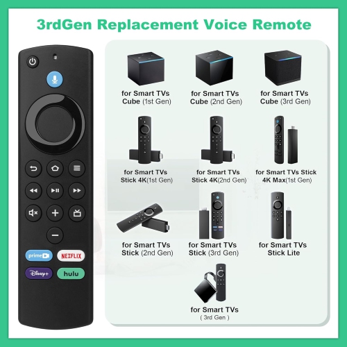 Replacement Remote Control with Voice Function fit for Smart TVs Cube (1st Gen & 2nd Gen), for Smart TVs Stick (2nd Gen, 3rd Gen, Lite, 4K), for AMZ