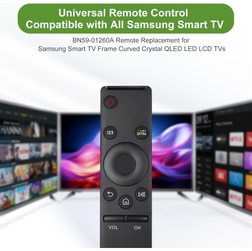 Universal Replacement Pack of 2 for Samsung-Smart-TV-Remote Control Compatible with Samsung Frame Curved Crystal QLED TVs