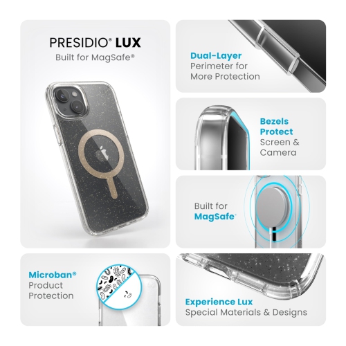 Speck Presidio Lux With Glitter 13 FT 4 M Tested Built For MagSafe Microban Case For iphone 6.7