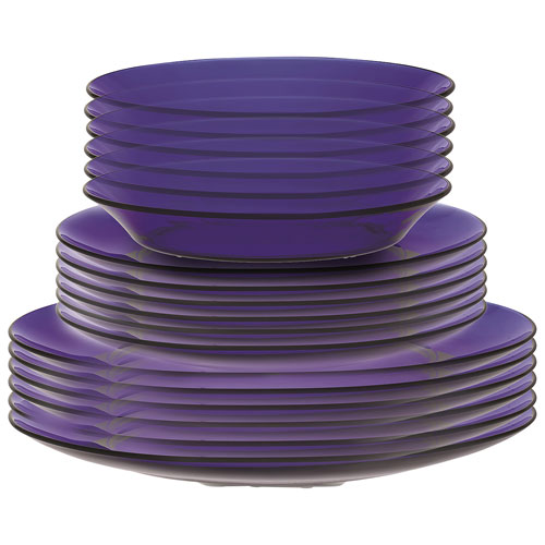 Image 1 of 5.. Duralex Lys 18-Piece Tempered Glass Dinnerware Set - Saphir